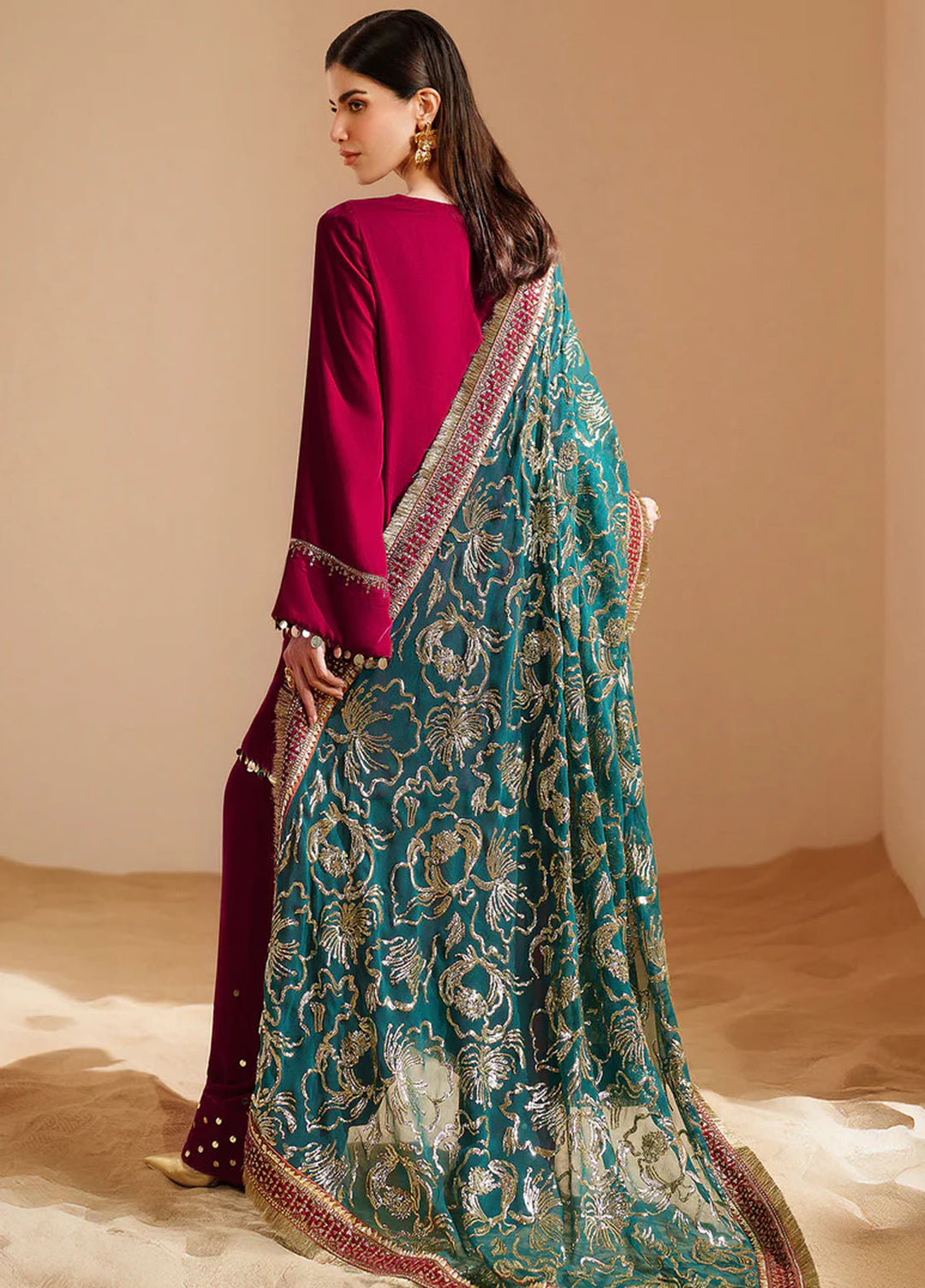 Velvet Vogue by Jazmin Embroidered Velvet Suits Piece