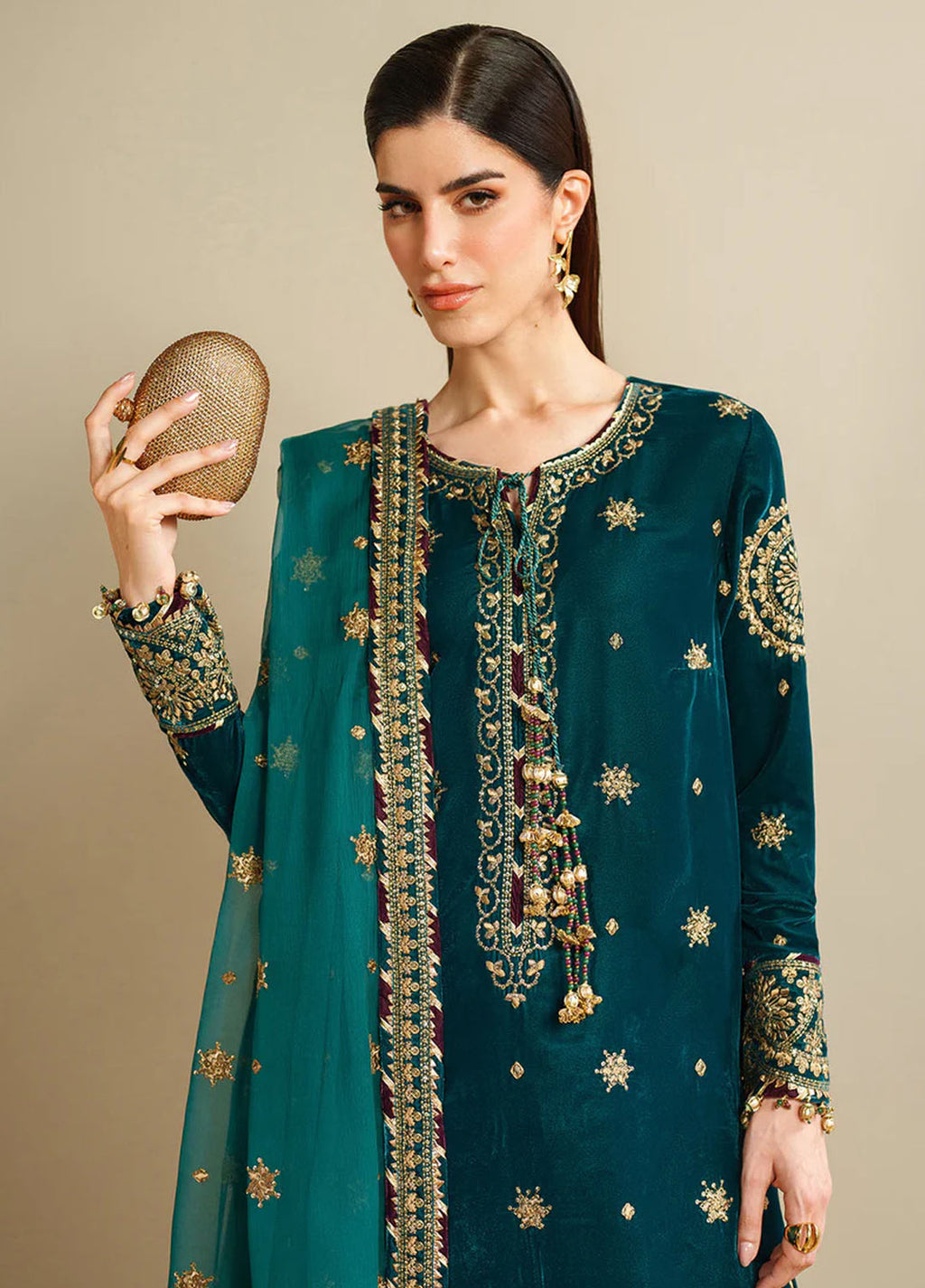 Velvet Vogue by Jazmin Embroidered Velvet Suits 3 Piece