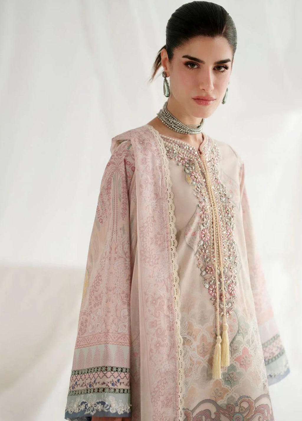 Ajr couture Embroidered Silk Suits Unstitched 3 Piece