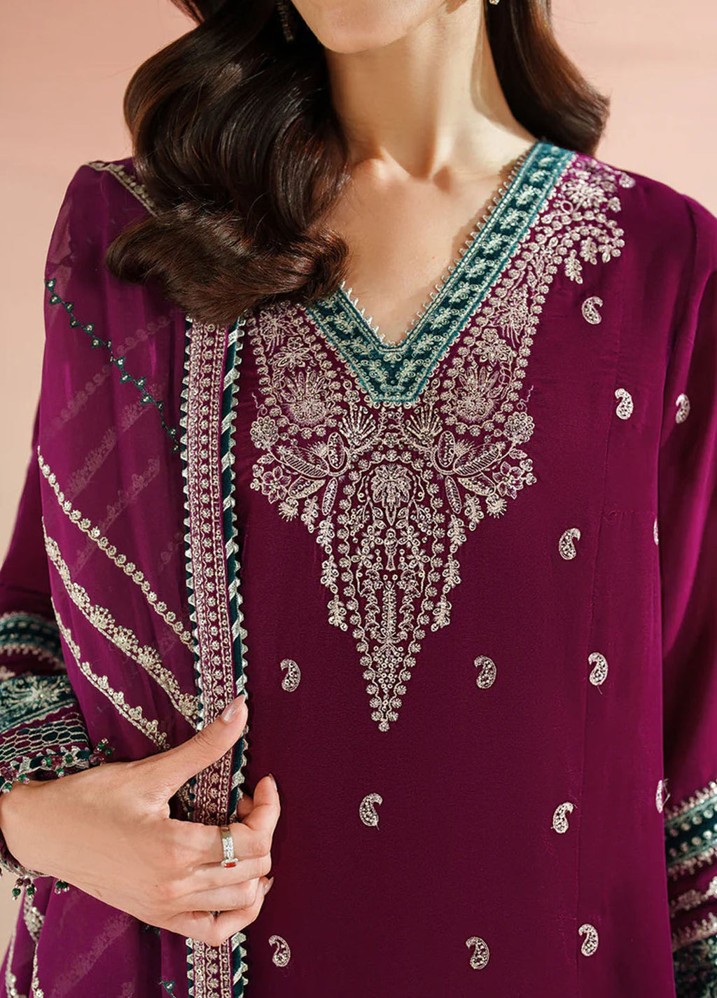 Velvet Vogue by Jazmin Embroidered Velvet Suits 3 Piece