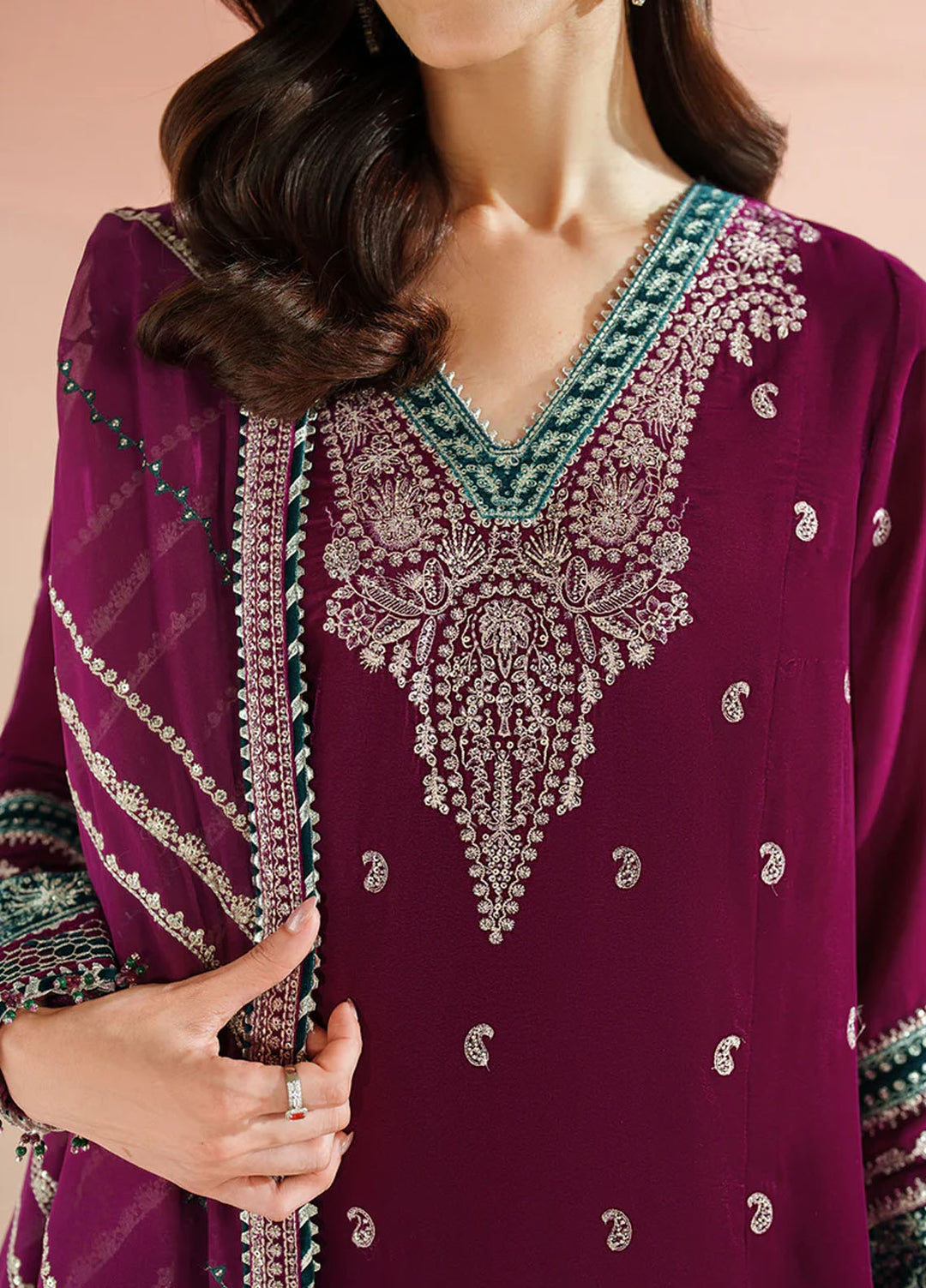 Velvet Vogue by Jazmin Embroidered Velvet Suits 3 Piece
