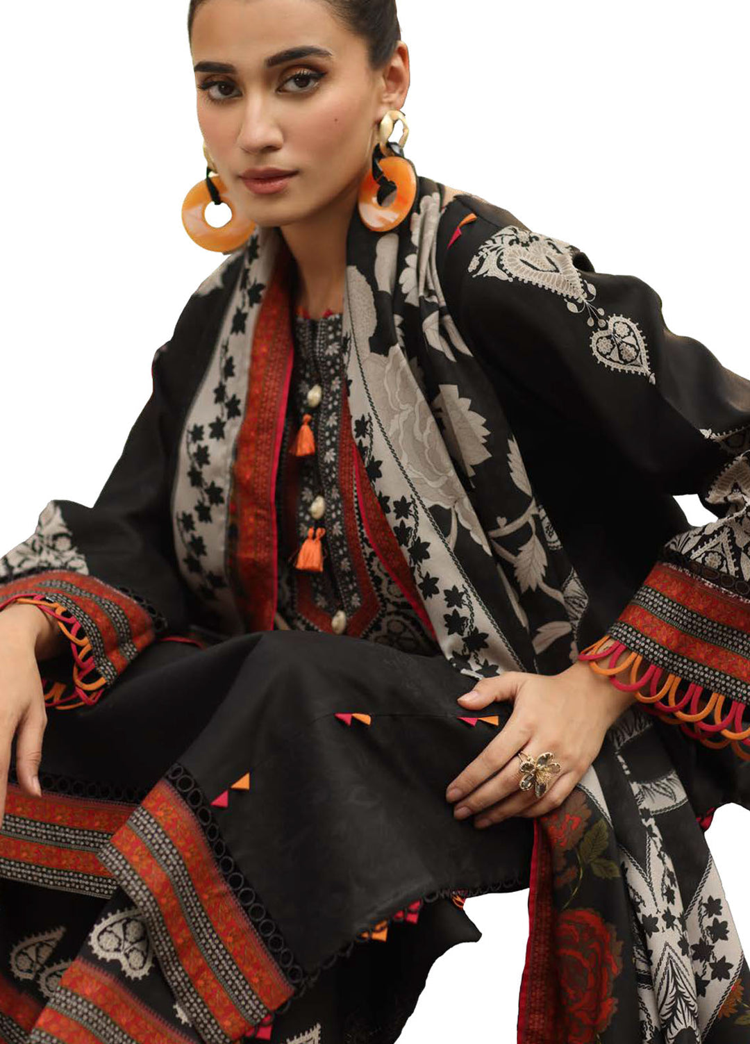 C Prints by Charizma Printed Linen Suits 3 Piece