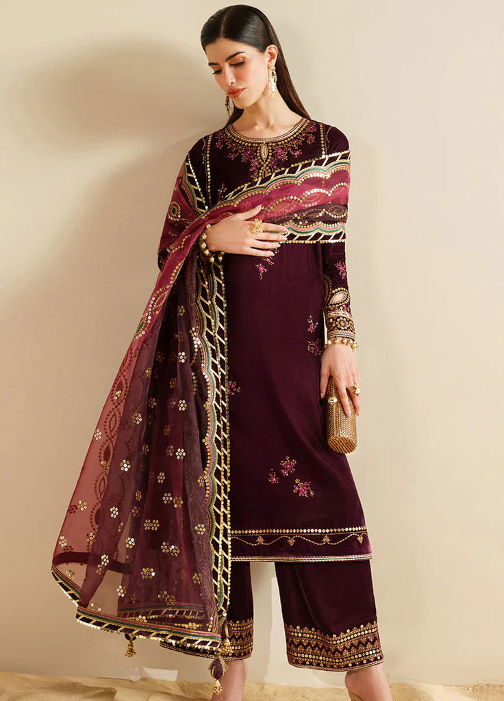 Velvet Vogue by Jazmin Embroidered Velvet Suits  3 Piece