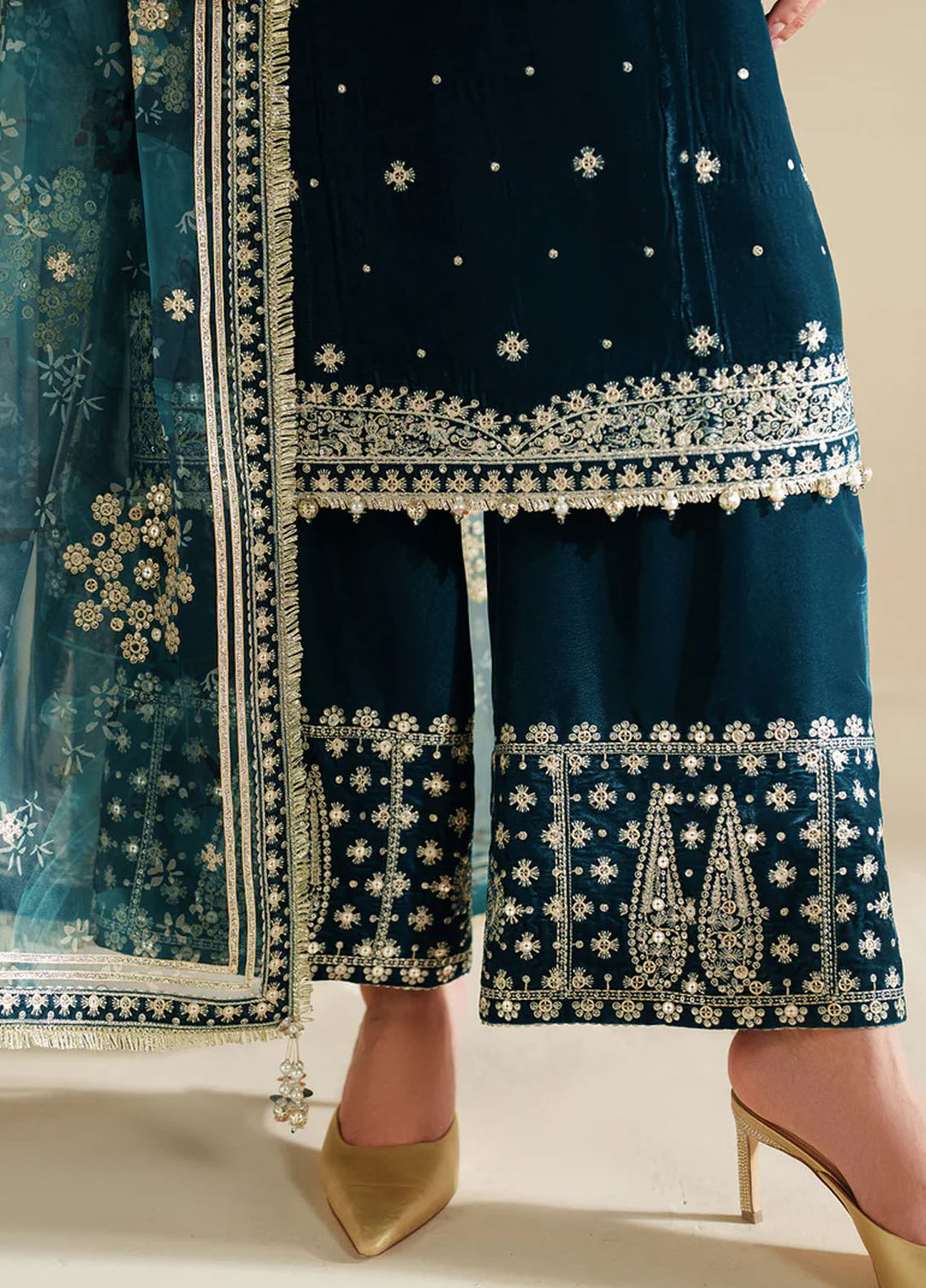 Velvet Vogue by Jazmin Embroidered Velvet Suits 3 Piece