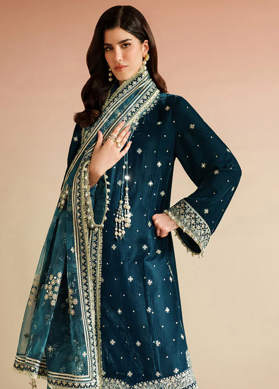Velvet Vogue by Jazmin Embroidered Velvet Suits 3 Piece