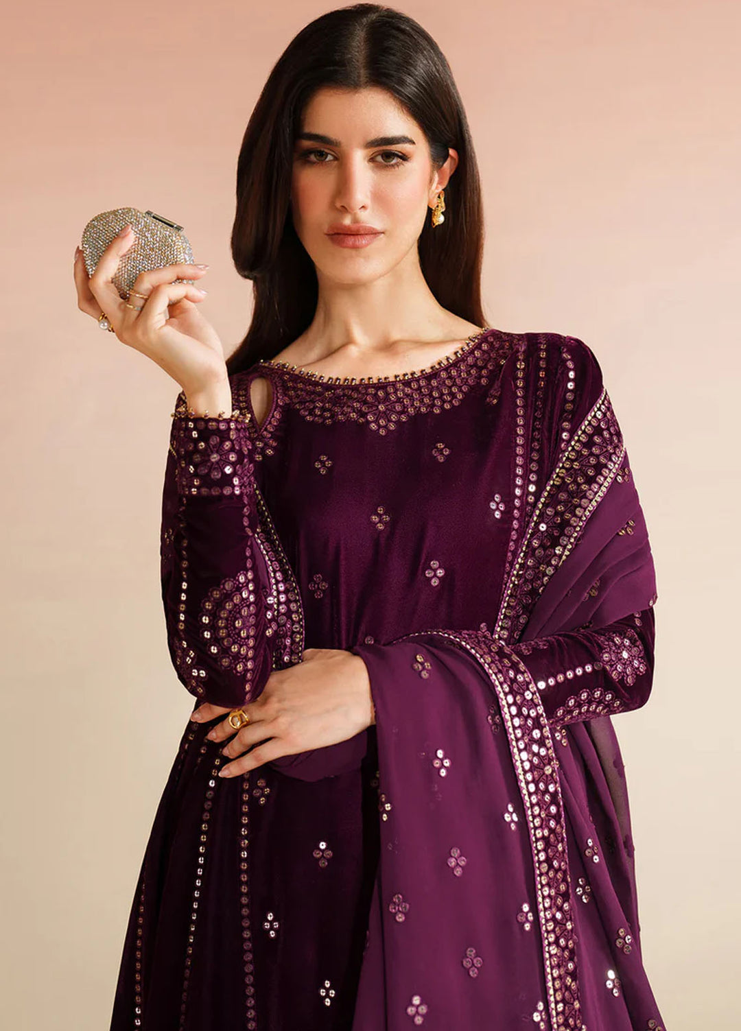 Velvet Vogue by Jazmin Embroidered Velvet Suits  3 Piece