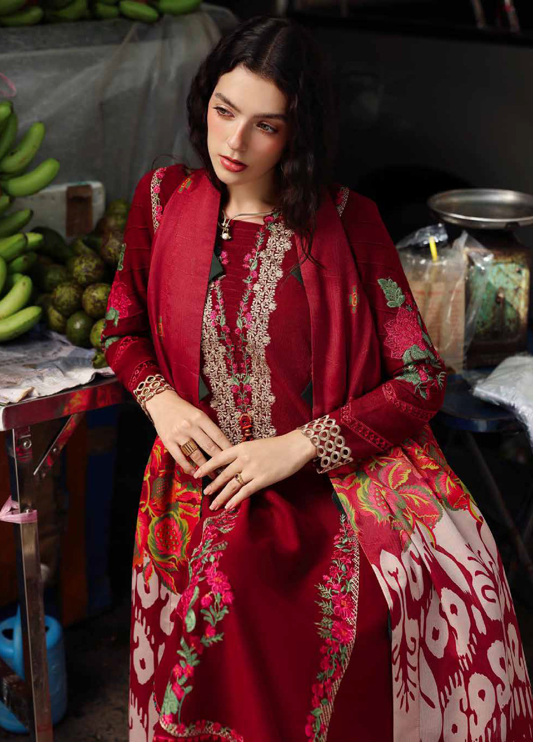 Poshima by Charizma Embroidered Peach Leather Suits  3 Piece