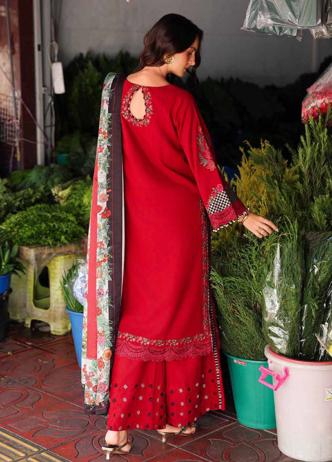 Poshima by Charizma Embroidered Peach Leather Suits  3 Piece