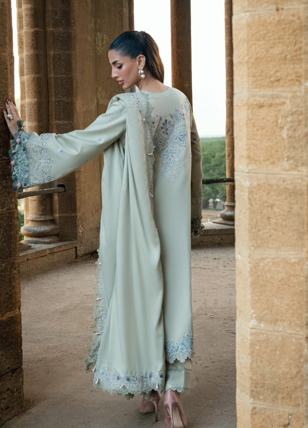 Shades Of Winter by Florent Marina Twill Embroidered Suits 3 Piece