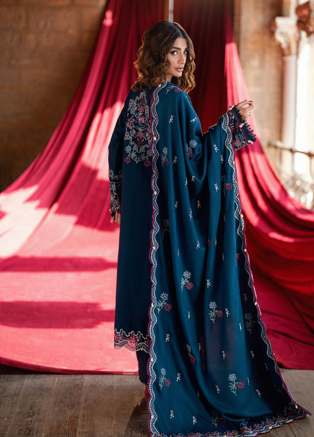 Shades Of Winter by Florent Marina Twill Embroidered Suits 3 Piece