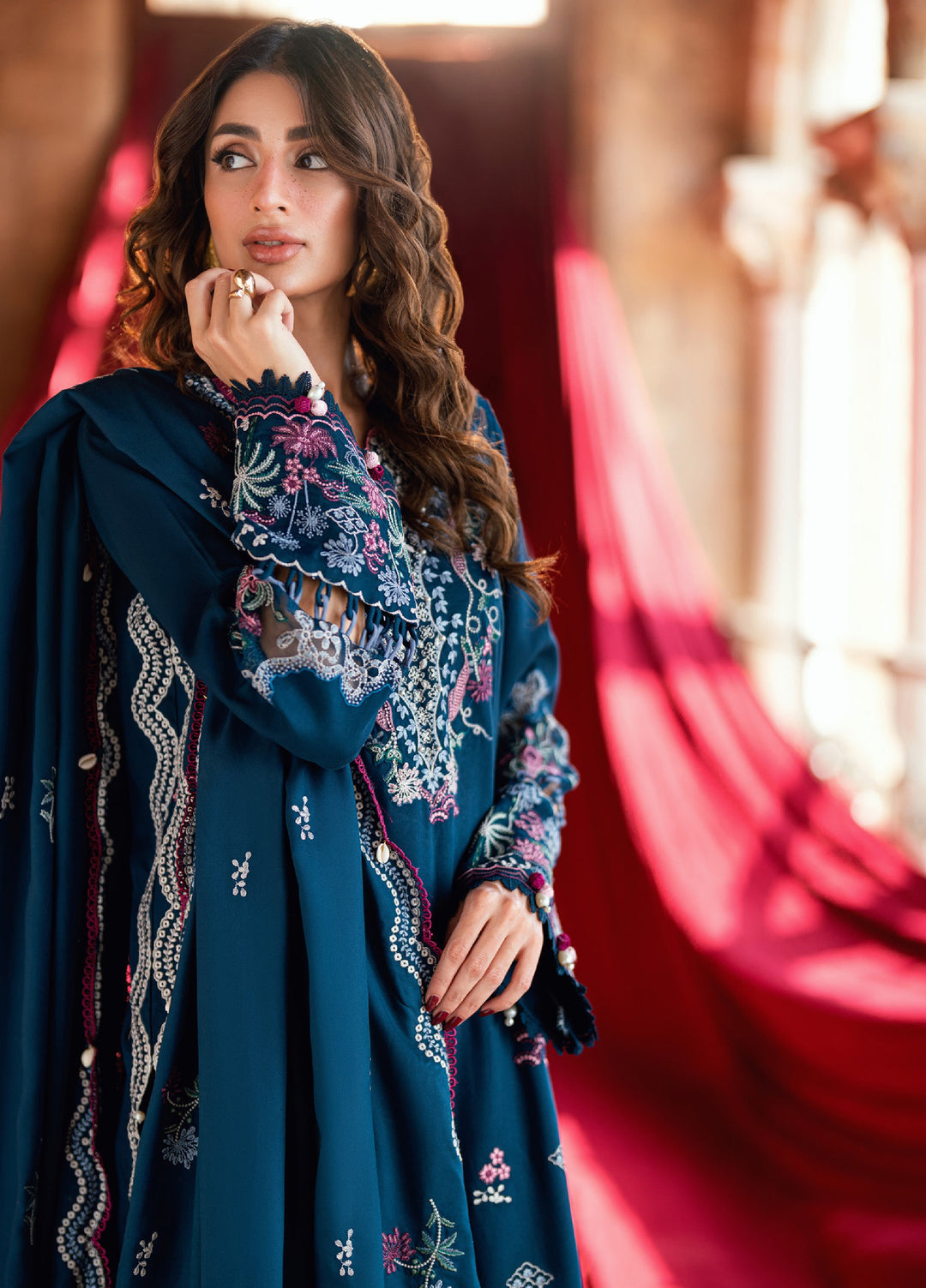 Shades Of Winter by Florent Marina Twill Embroidered Suits 3 Piece