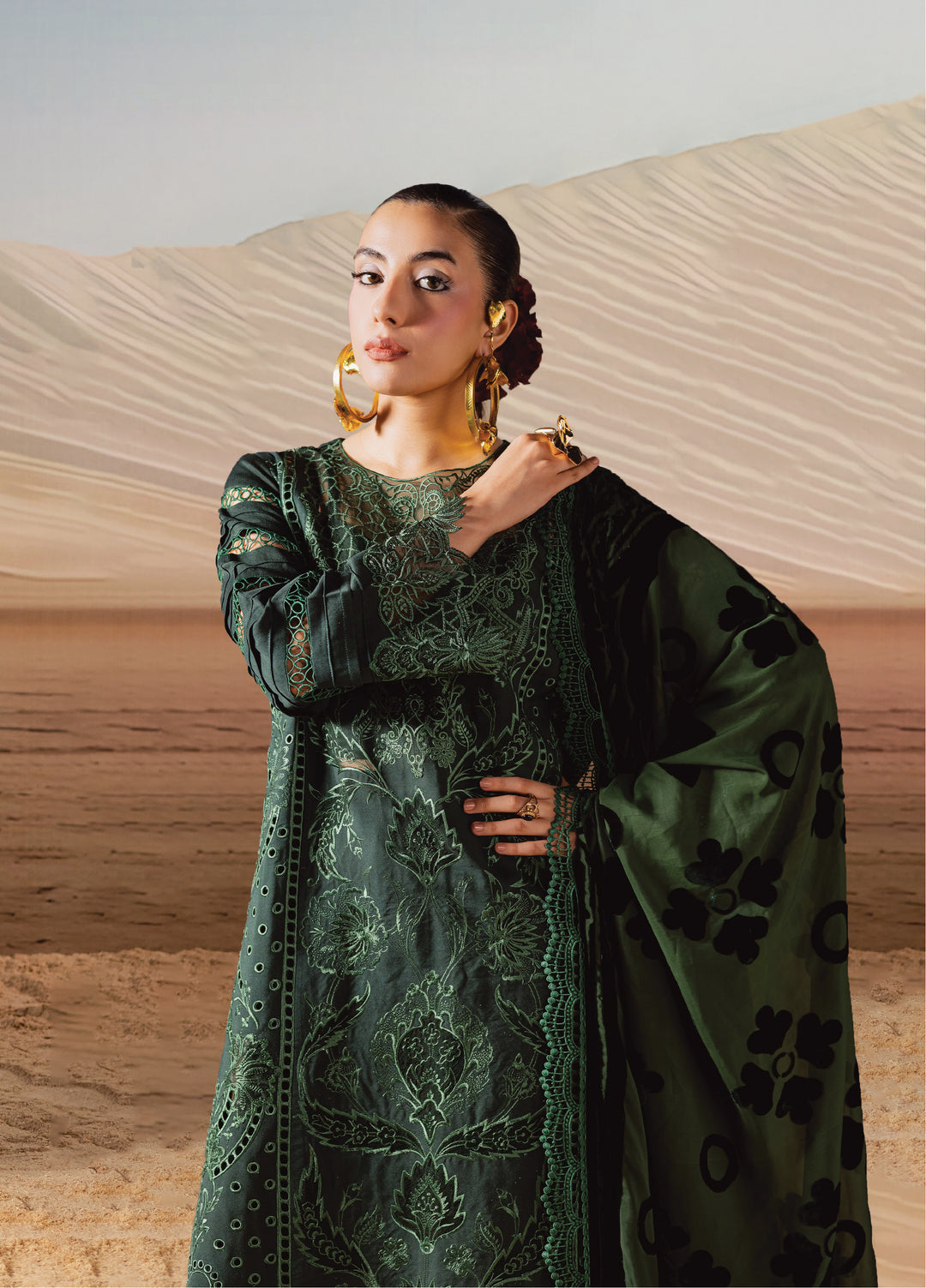 Amelia by MahnurLuxury Cotrai Embroidered 3 Piece Suits