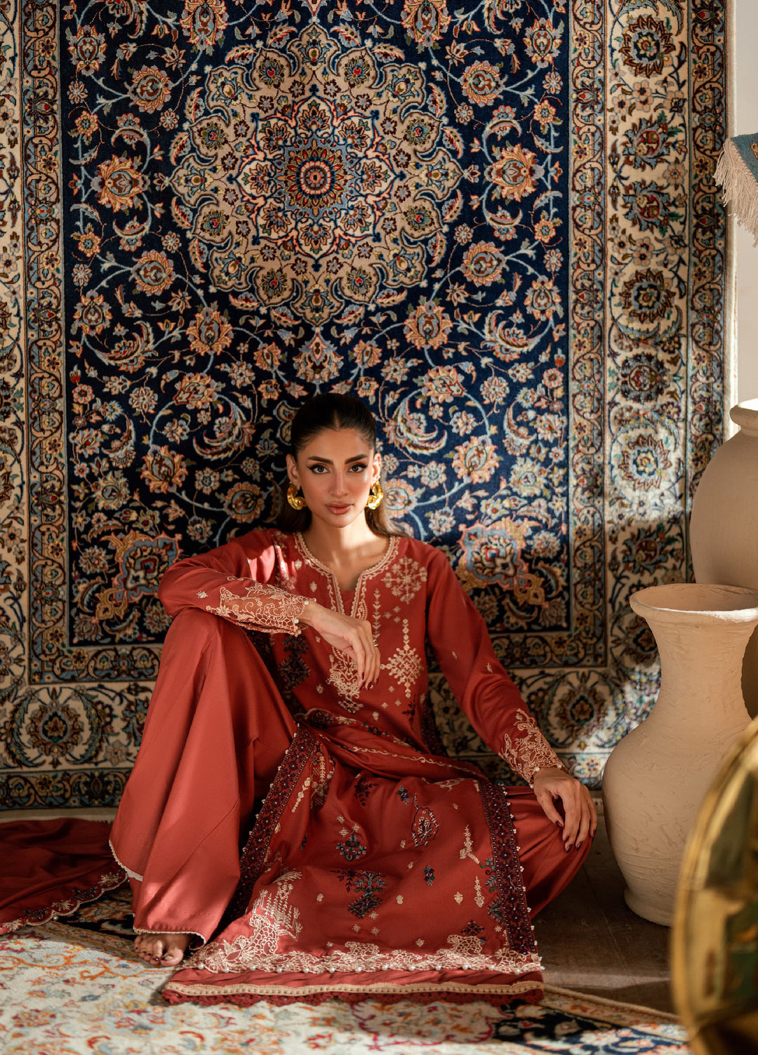 Shades Of Winter by Florent  Marina Twill Embroidered Suits 3 Piece