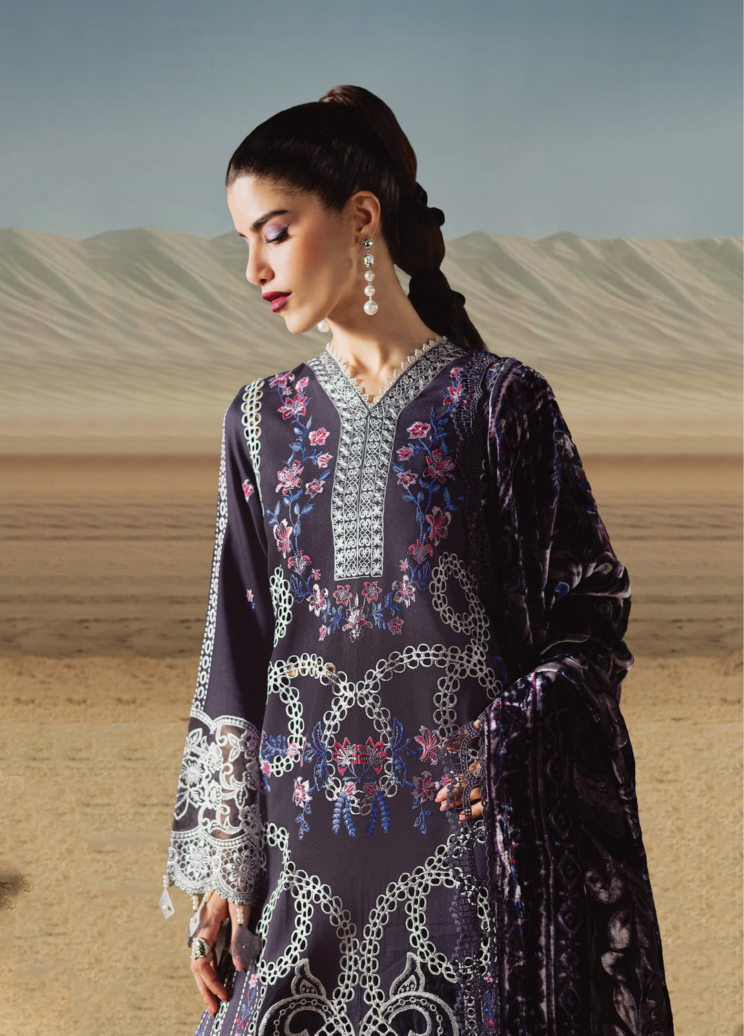 Amelia by Mahnur Stitched Luxury Cotrai Embroidered 3 Piece Suits