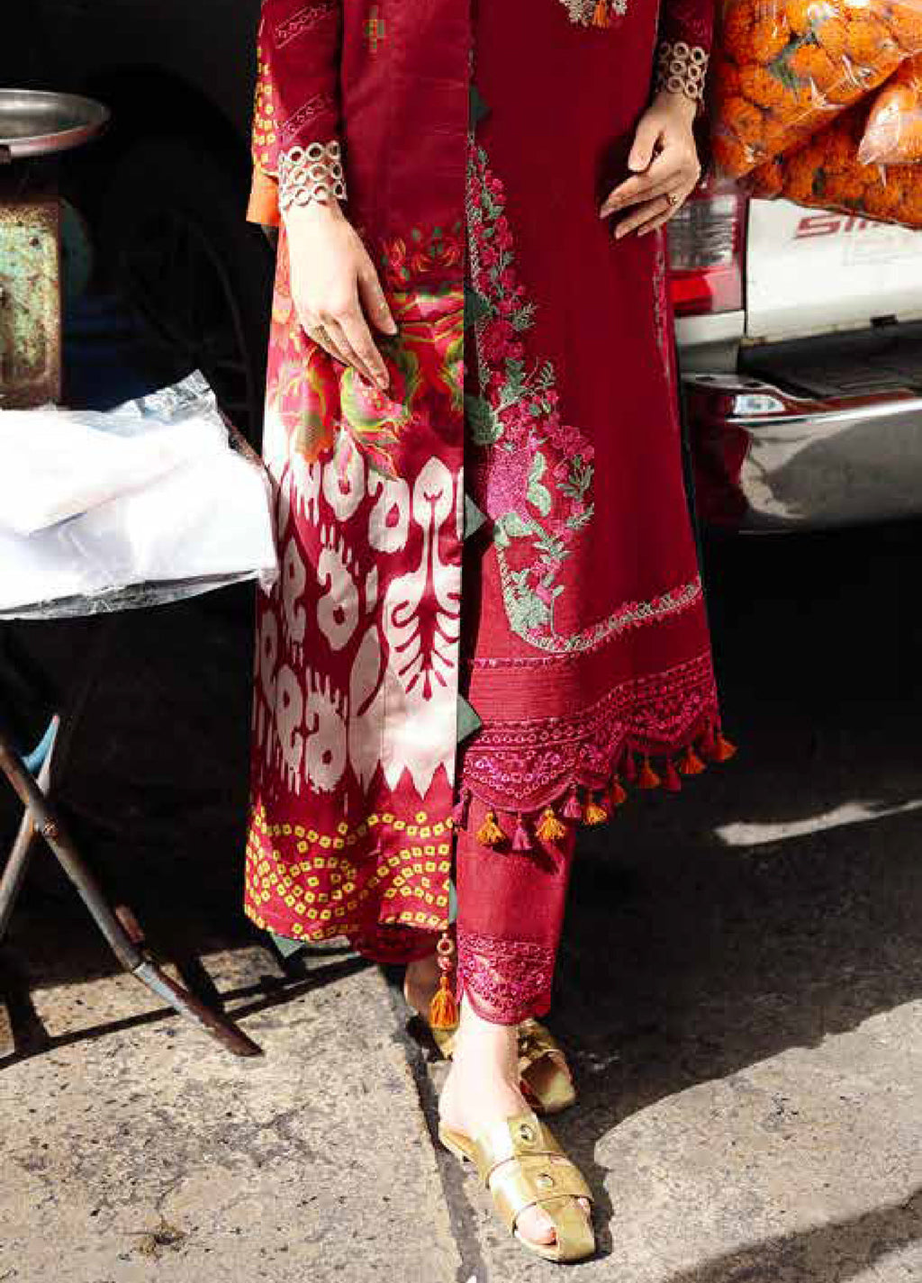 Poshima by Charizma Embroidered Peach Leather Suits  3 Piece