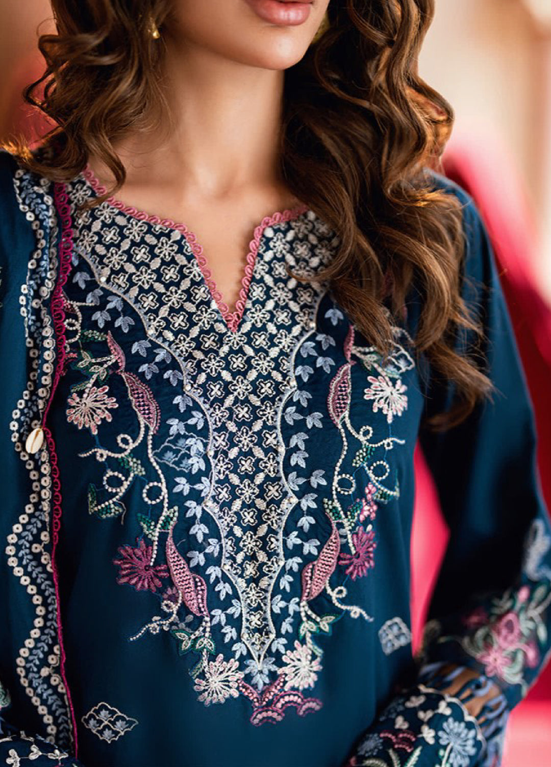 Shades Of Winter by Florent Marina Twill Embroidered Suits 3 Piece