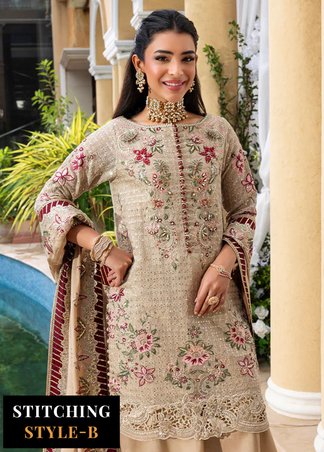 Haye Dil by Sahane Embroidered Khaddi Net Suits Stitched