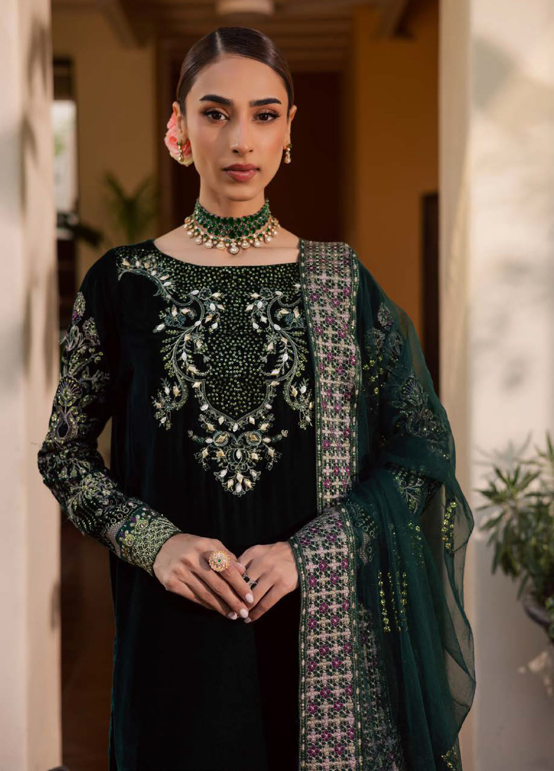 Maya by Nureh  Velvet Embroidered 3 Piece Suits