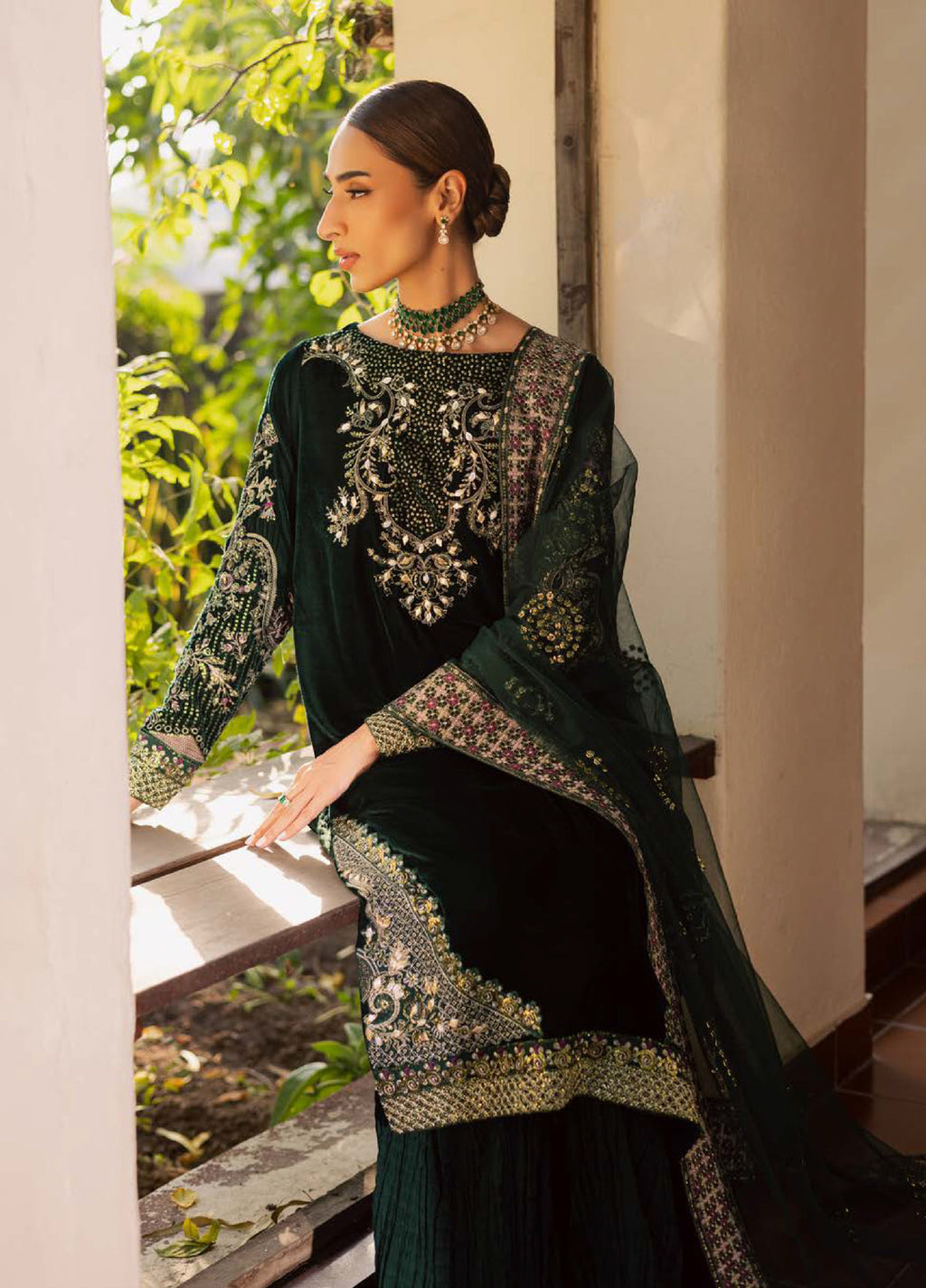 Maya by Nureh  Velvet Embroidered 3 Piece Suits