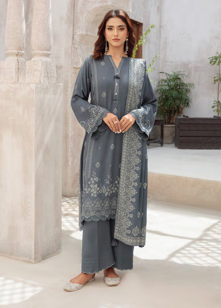 Lakhany Printed Pashmina Suits Unstitched 3 Piece LSM25LP LG-UB-0259-B - Winter Collection