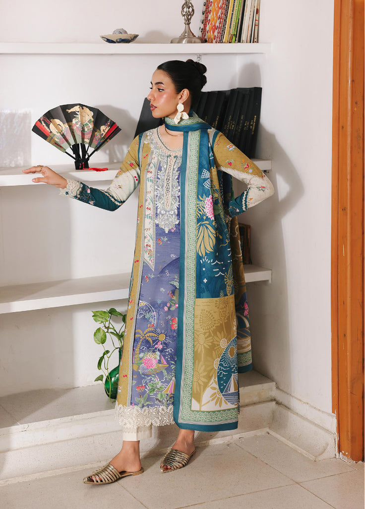 Qprints By Qalamkar  Linen Printed 3 Piece Suits