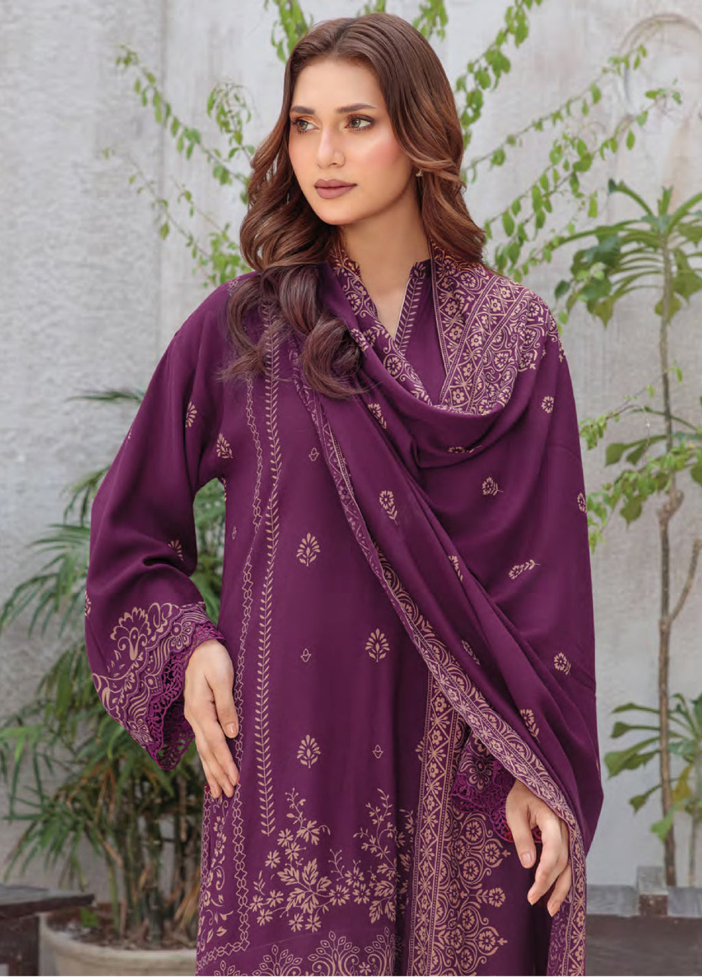 Lakhany Printed Pashmina Suits Stitched 3 Piece LSM25LP LG-UB-0259-C - Winter Collection