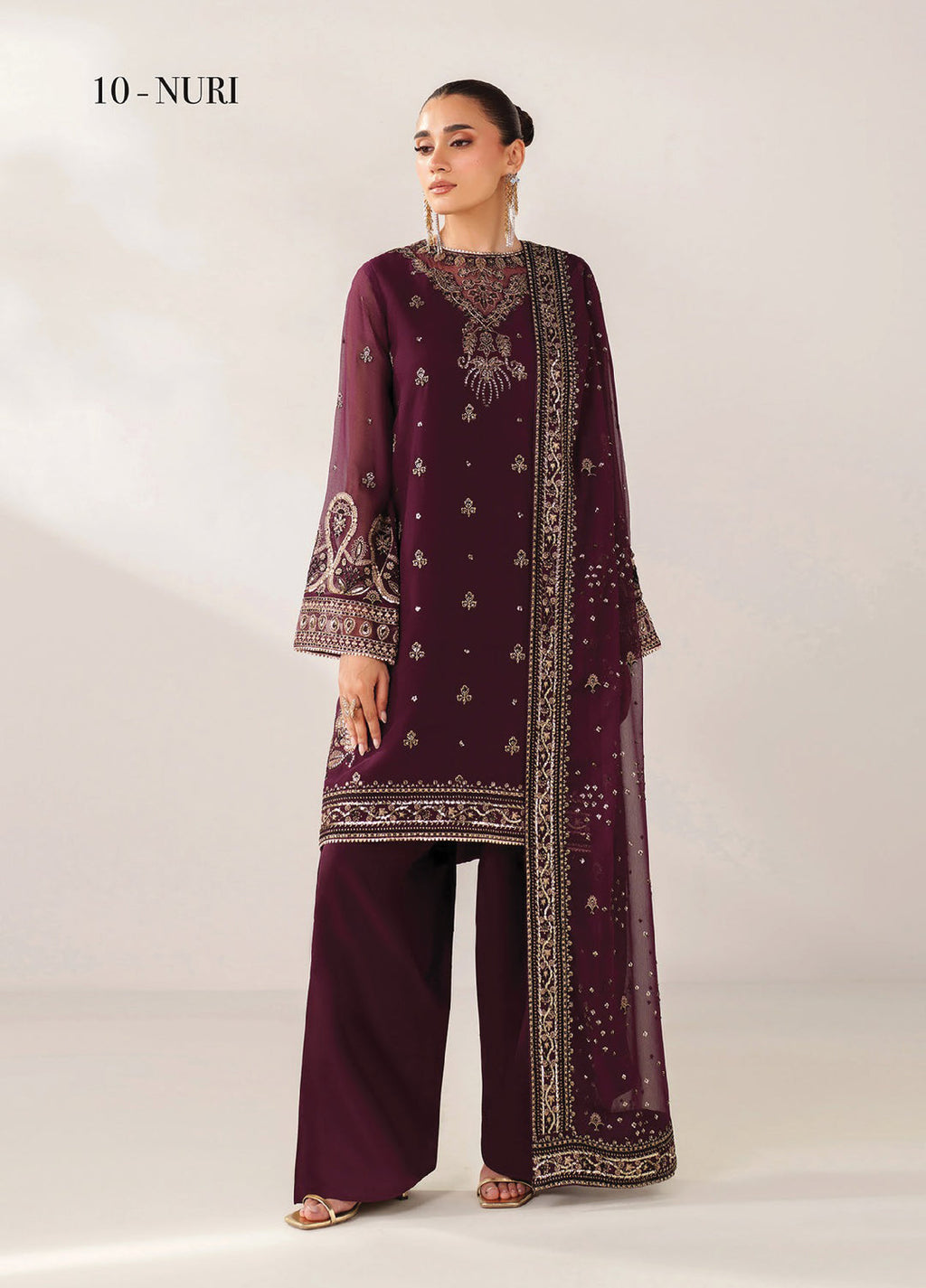 Xenia Formals Embroidered Chiffon 3 Piece Suits