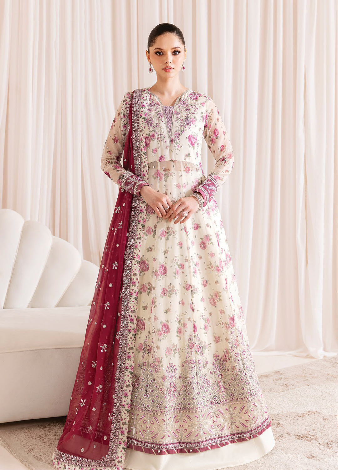 Xenia Formals  Embroidered Chiffon 3 Piece Suits