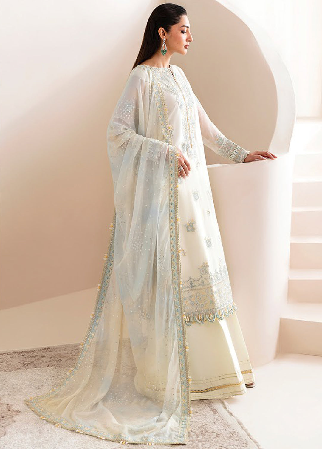 Xenia Formals  Embroidered Chiffon 3 Piece Suits