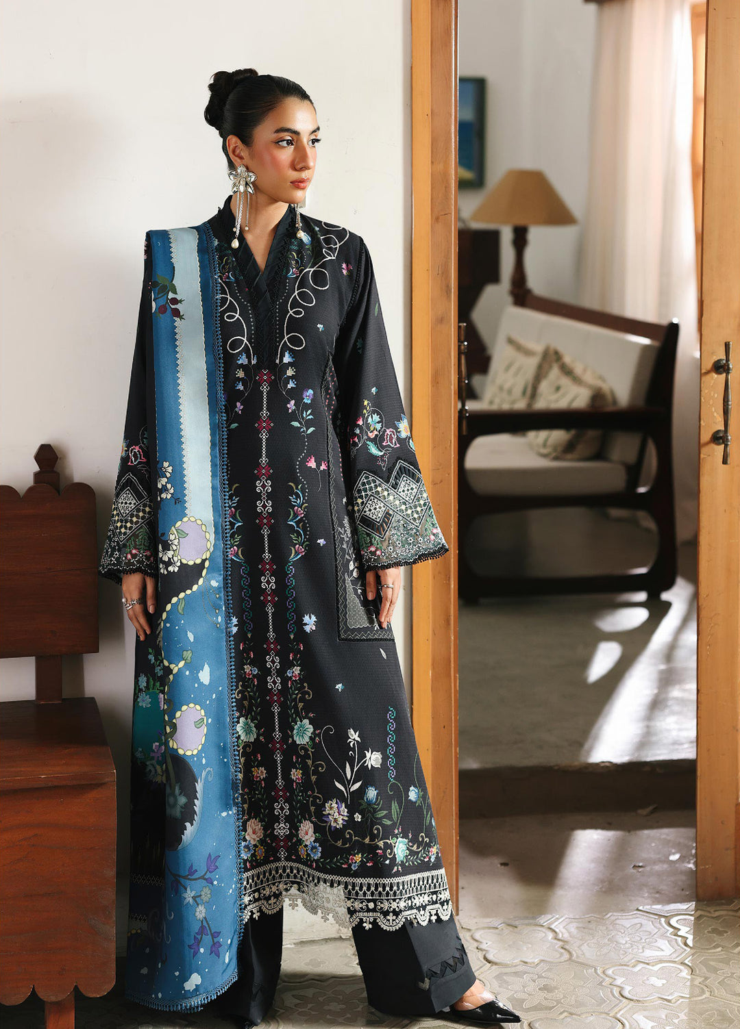 Qprints By Qalamkar  Linen Printed 3 Piece Suits