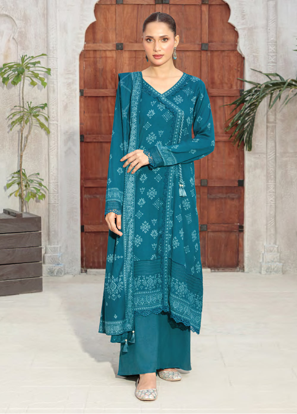 Lakhany Printed Pashmina Suits Unstitched 3 Piece
