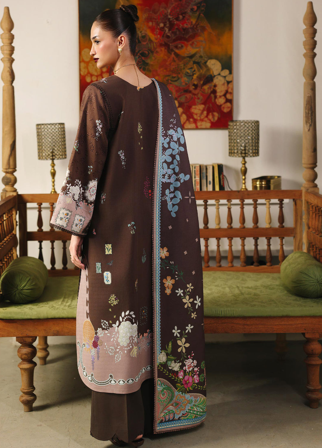 Qprints By QalamkarLinen Embroidered Digital Printed  3 Piece Suits QLM25PW QW-09 B Rabella - Winter Collection