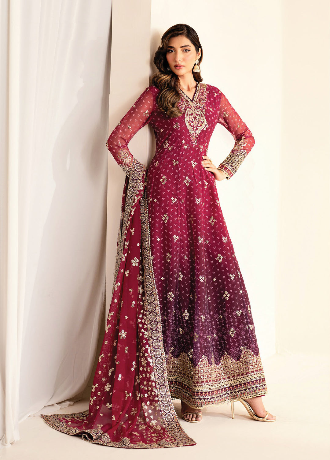 Xenia Formals  Embroidered Chiffon 3 Piece Suits