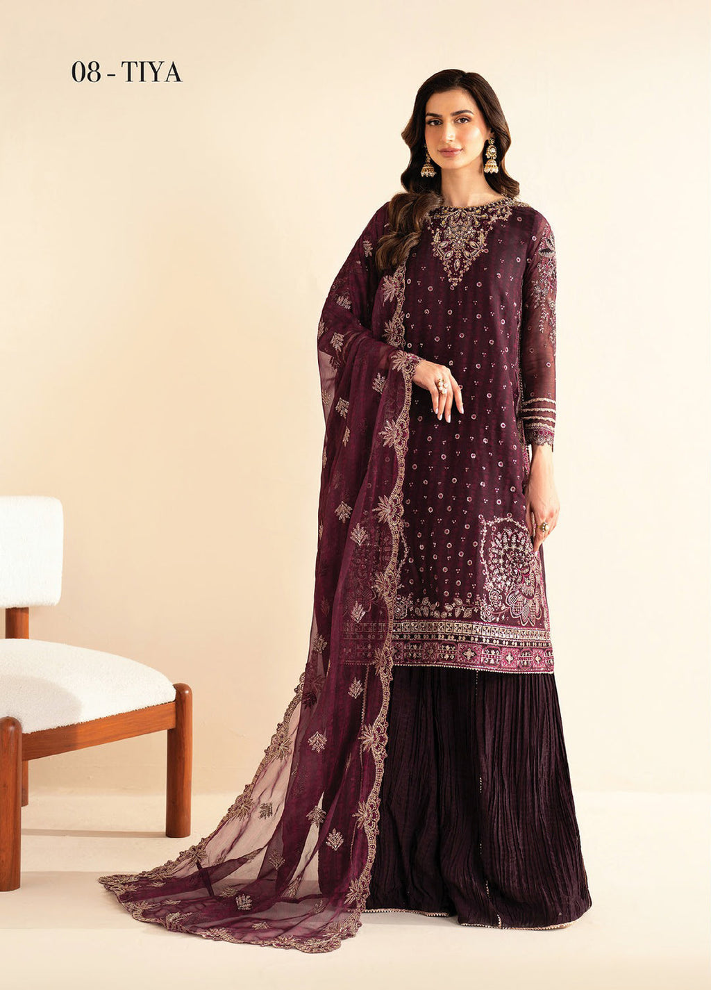 Xenia Formals  Embroidered Chiffon 3 Piece Suits