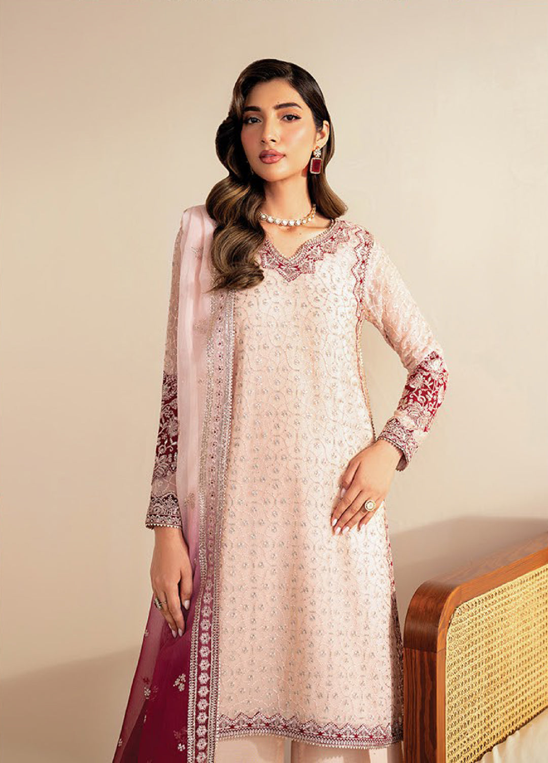 Xenia Formals  Embroidered Chiffon 3 Piece Suits