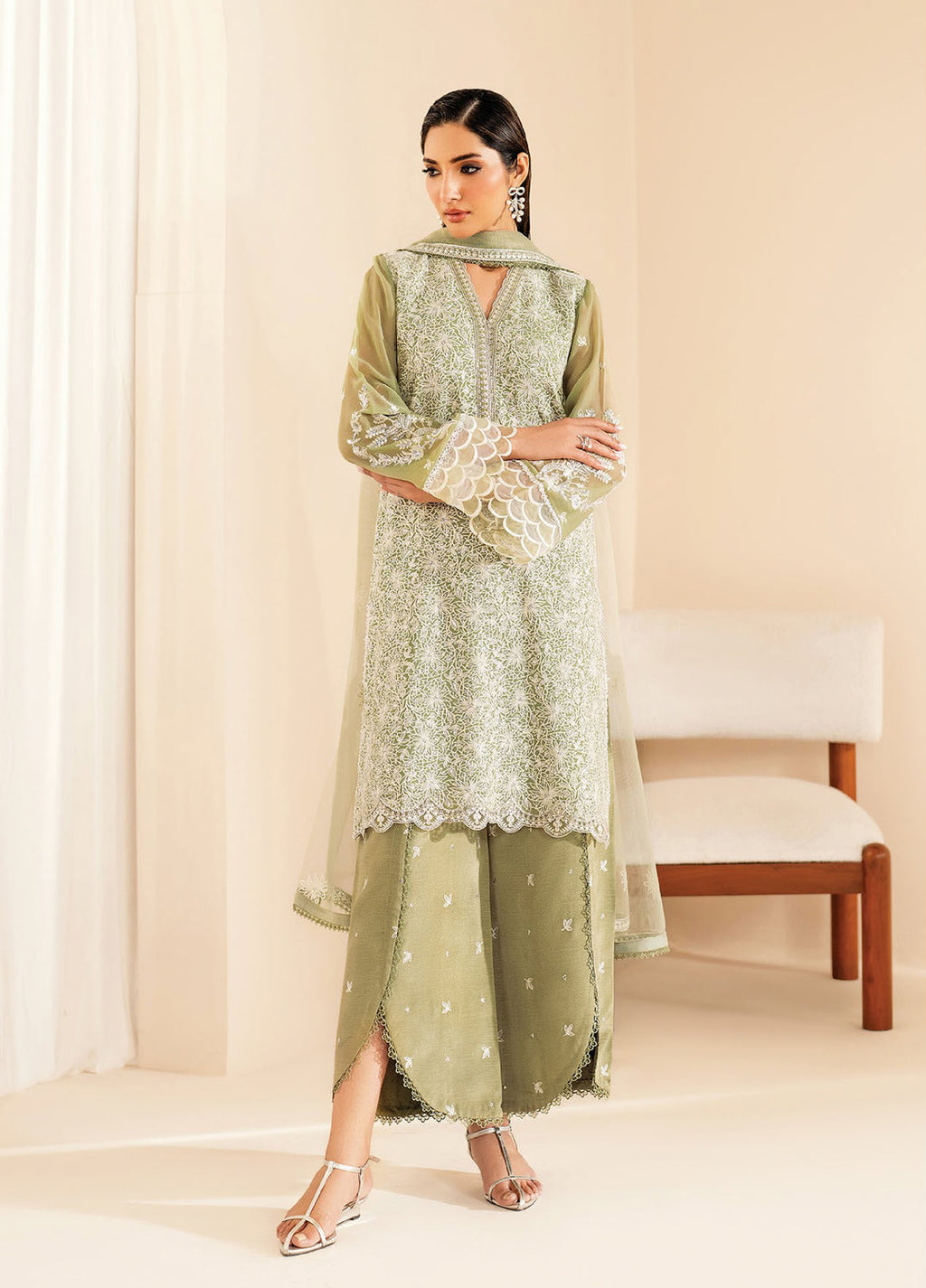 Xenia Formals Stitched Embroidered Chiffon 3 Piece Suits XE25FU D-04 Nora - Formal Collection