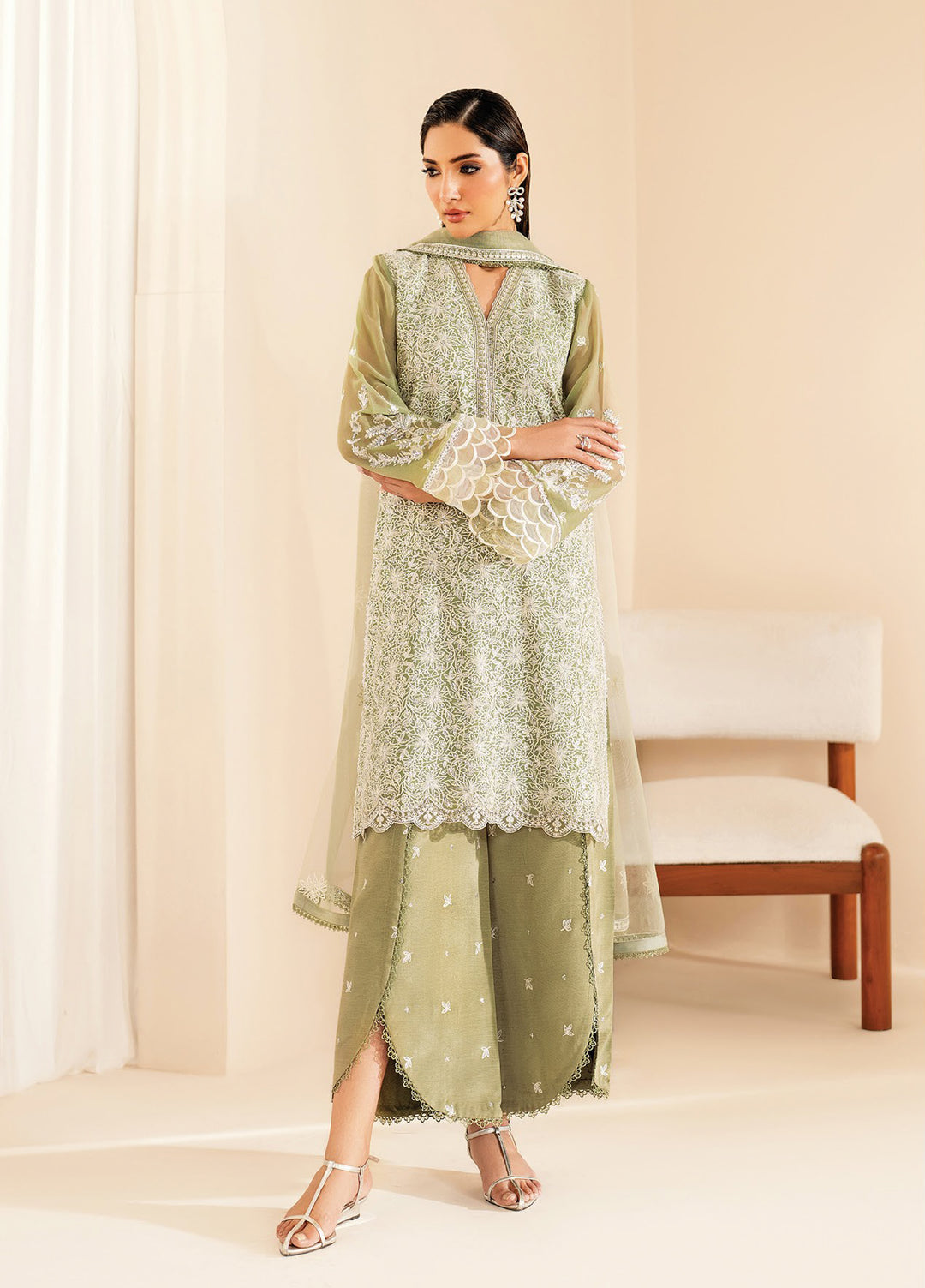 Xenia Formals Stitched Embroidered Chiffon 3 Piece Suits XE25FU D-04 Nora - Formal Collection