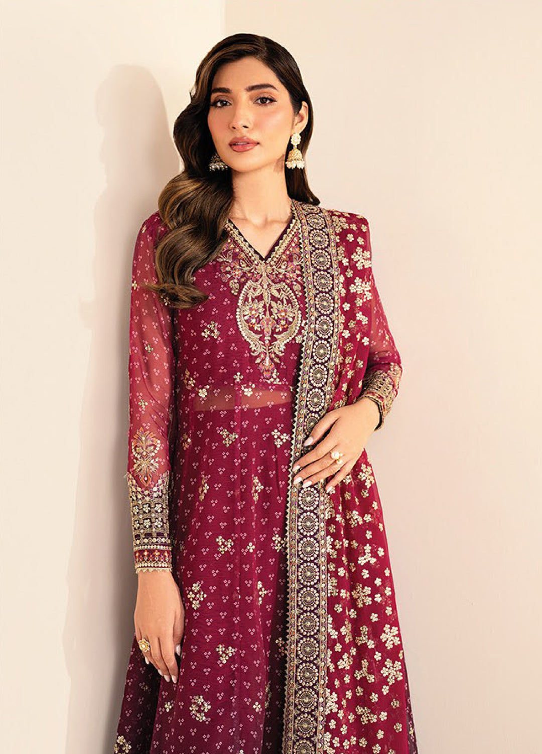 Xenia Formals  Embroidered Chiffon 3 Piece Suits