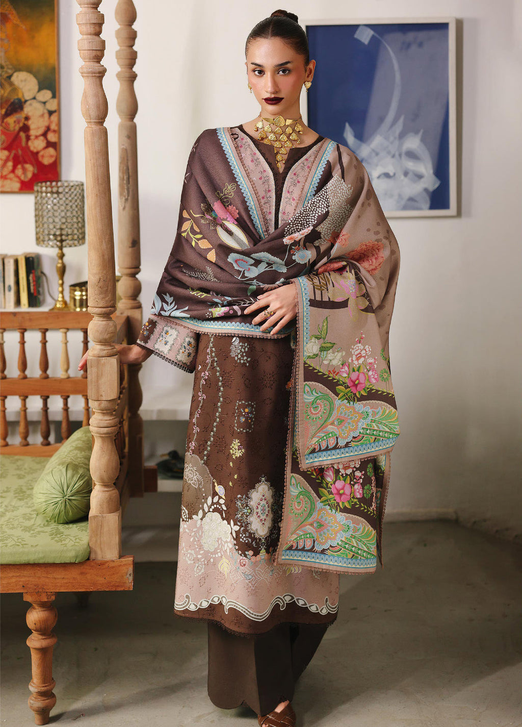 Qprints By QalamkarLinen Embroidered Digital Printed  3 Piece Suits QLM25PW QW-09 B Rabella - Winter Collection