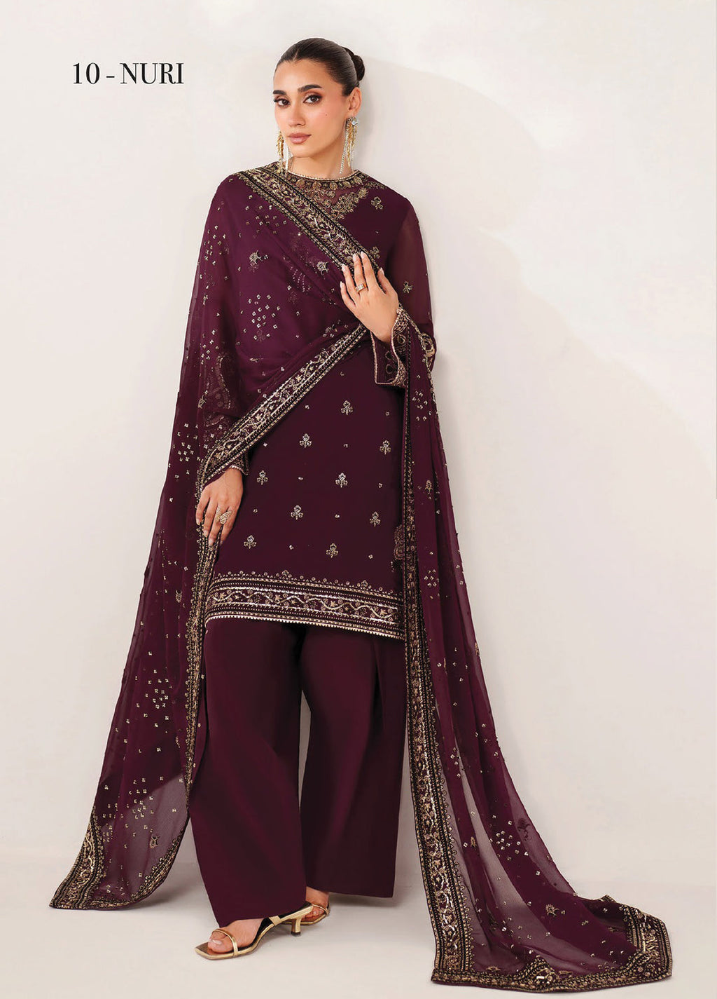 Xenia Formals Embroidered Chiffon 3 Piece Suits