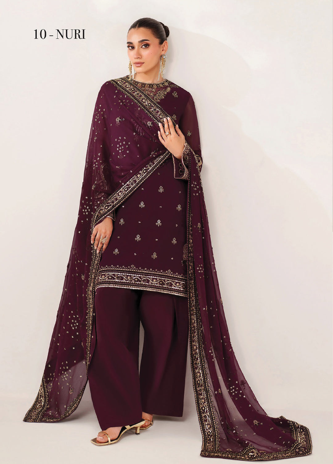 Xenia Formals Embroidered Chiffon 3 Piece Suits