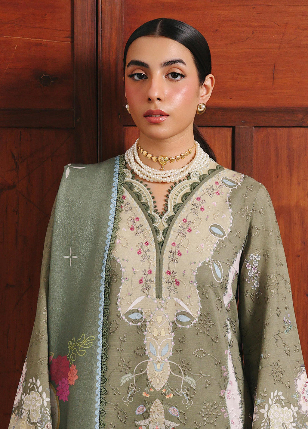 Qprints By Qalamkar Linen Embroidered Digital Printed  3 Piece Suits