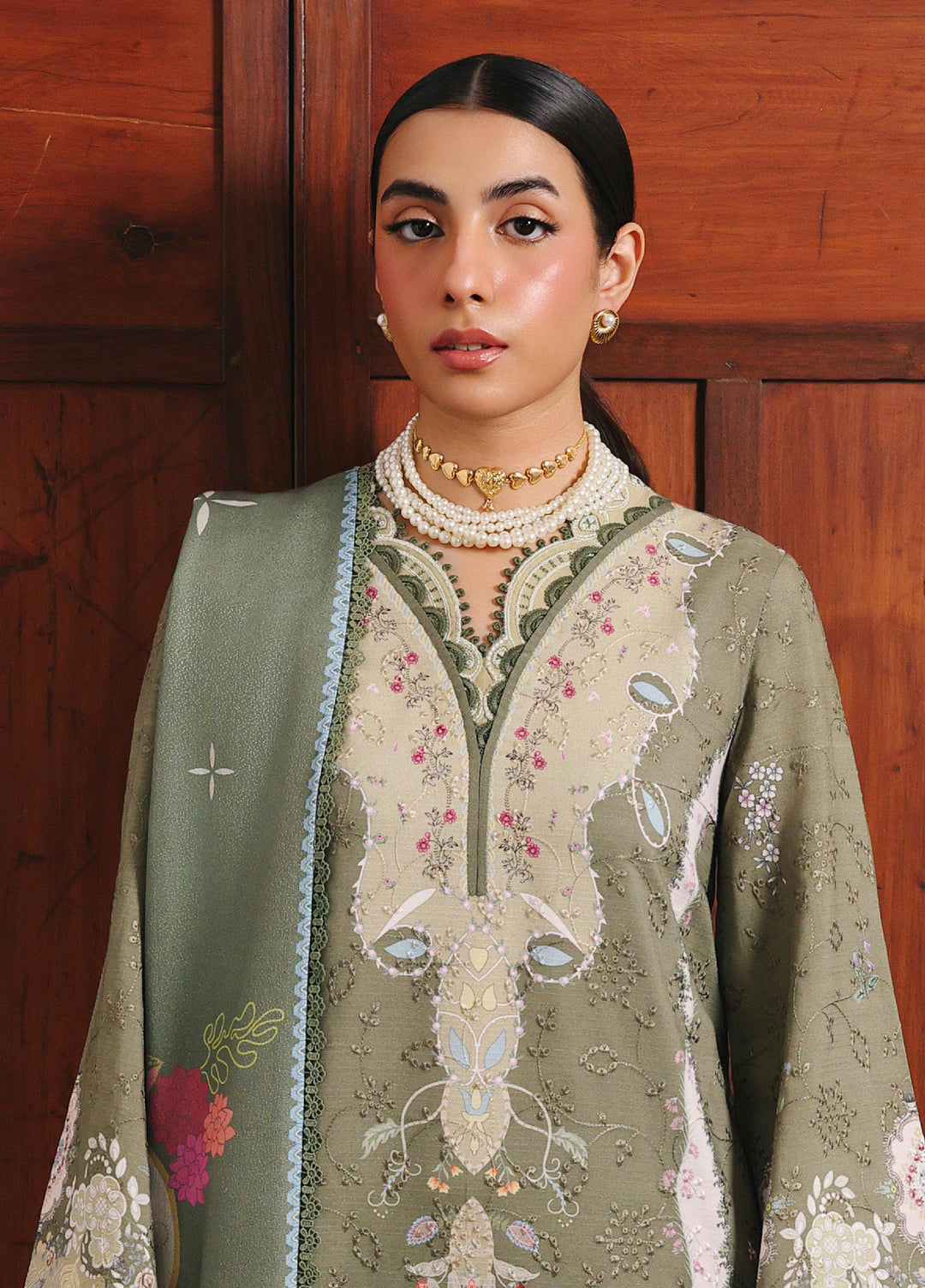 Qprints By Qalamkar Linen Embroidered Digital Printed  3 Piece Suits