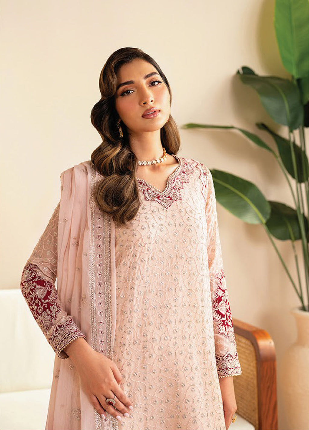 Xenia Formals Embroidered Chiffon 3 Piece Suits