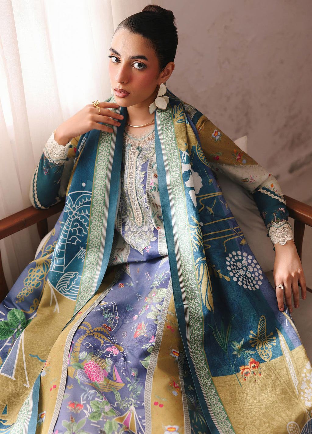 Qprints By Qalamkar  Linen Printed 3 Piece Suits