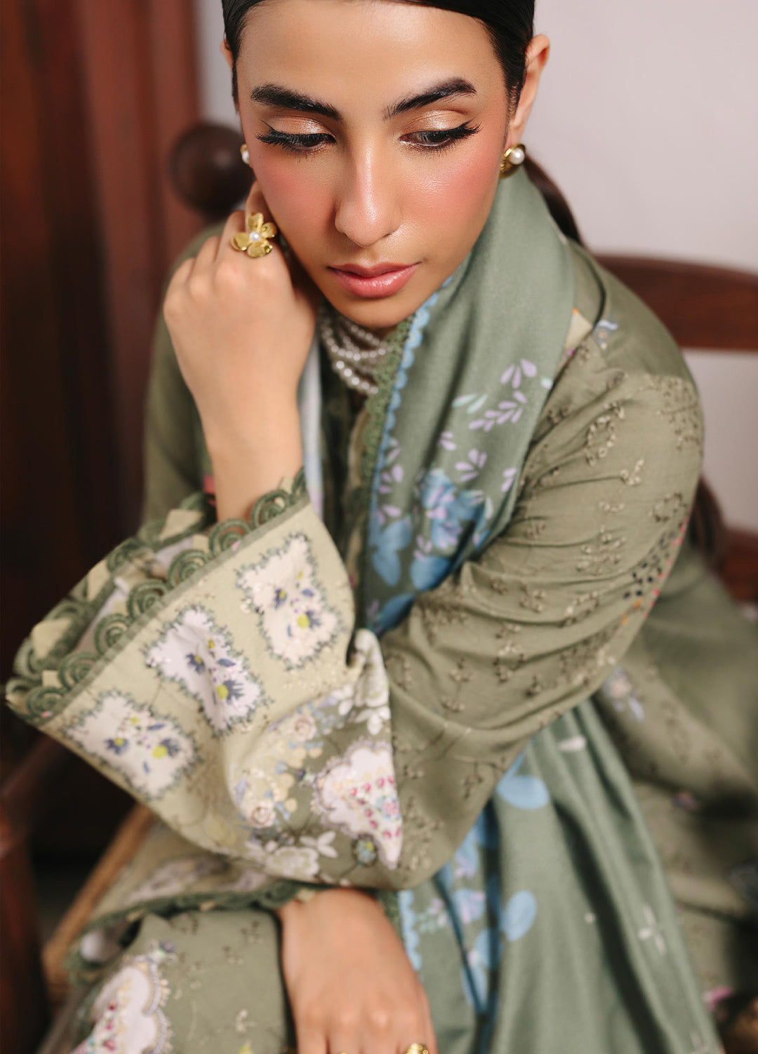 Qprints By Qalamkar Linen Embroidered Digital Printed  3 Piece Suits