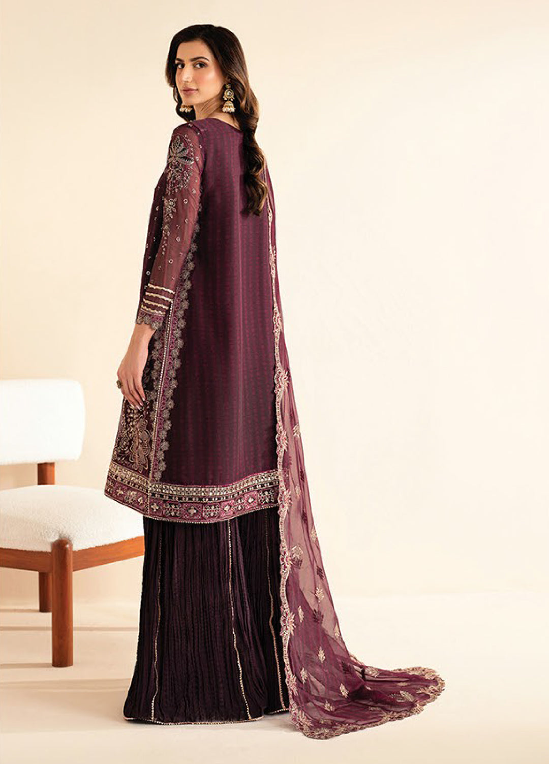 Xenia Formals  Embroidered Chiffon 3 Piece Suits