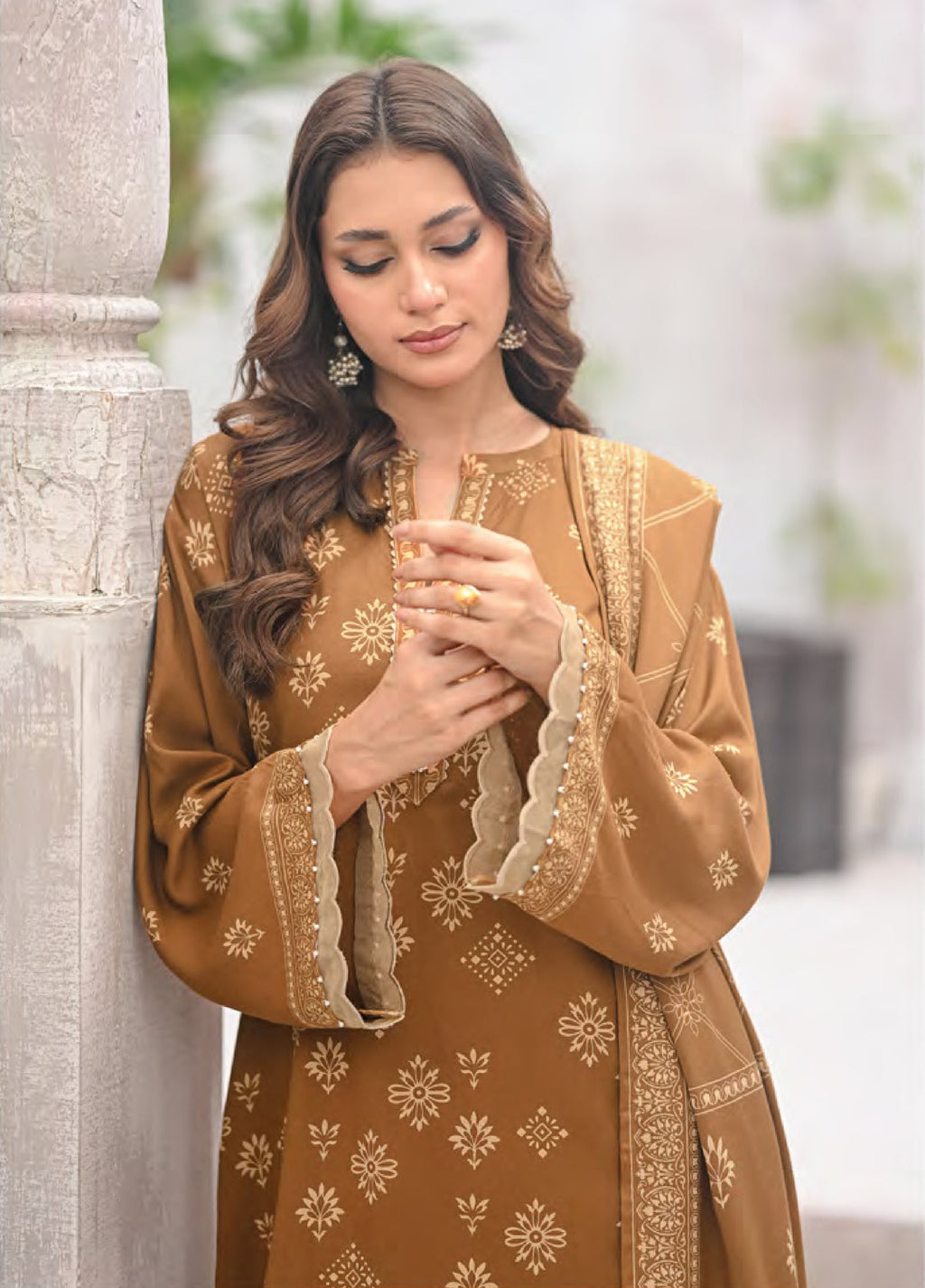 Lakhany Printed Pashmina Suits Unstitched 3 Piece LSM25LP LG-RL-0346-B - Winter Collection