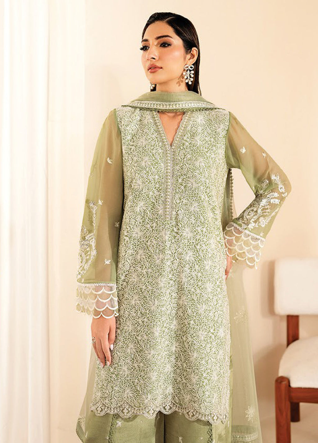 Xenia Formals Embroidered Chiffon 3 Piece Suits
