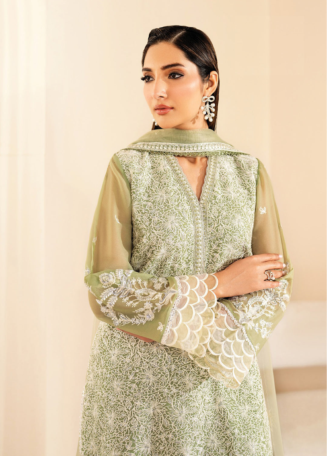 Xenia Formals Stitched Embroidered Chiffon 3 Piece Suits XE25FU D-04 Nora - Formal Collection